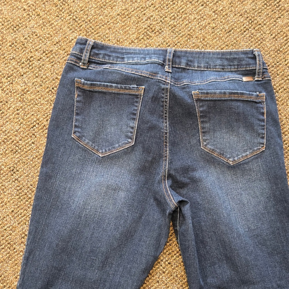 1822 Denim Taylor Ankle Jeans Dark Wash Raw Edge Cuff Cropped Slim Mid - Picture 8 of 12